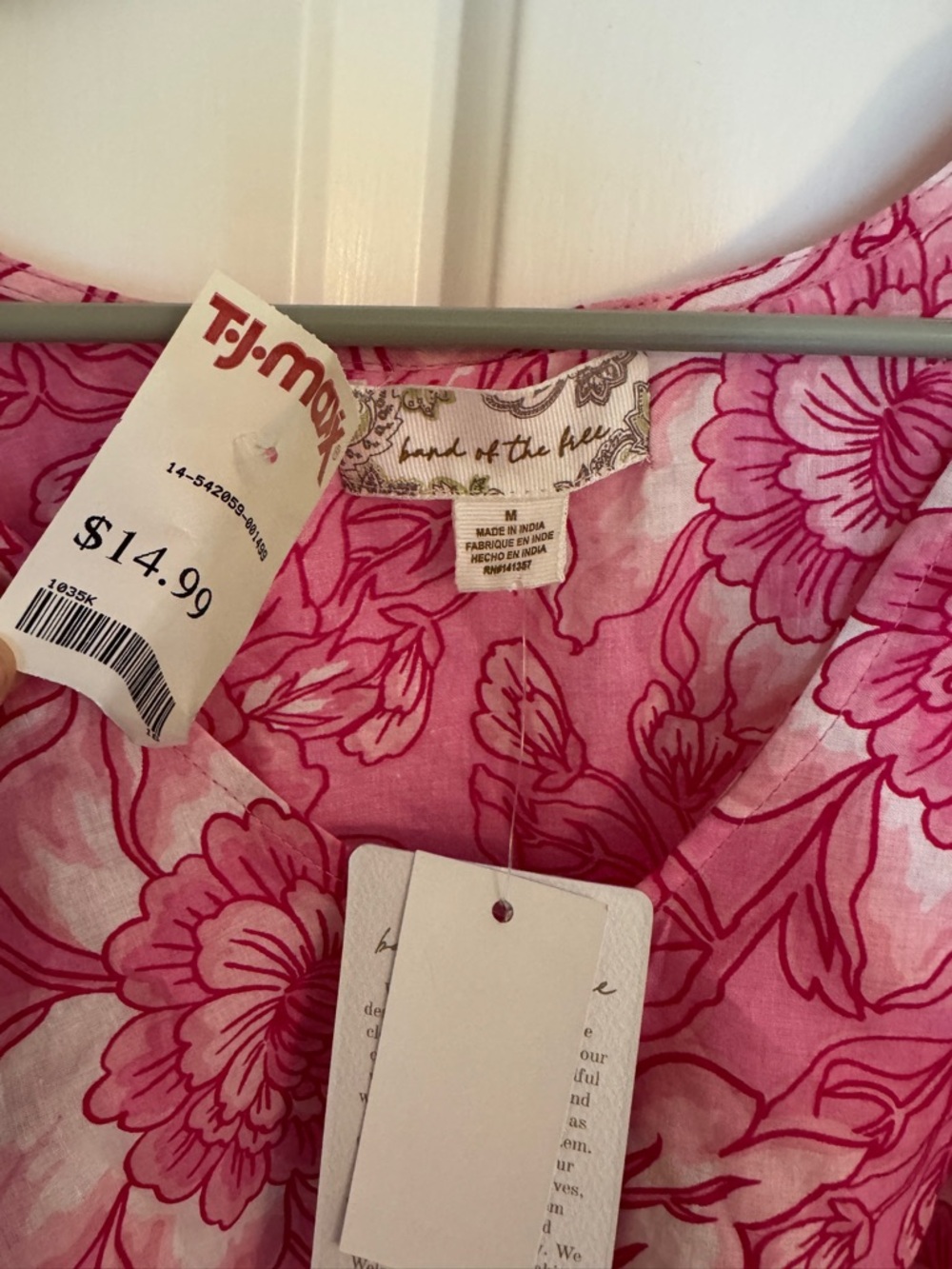 AND Pink Floral Tie-Front Crop Blouse - Picture 3 of 3